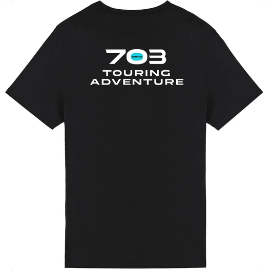T-shirt unisexe Zontes 703 Touring Adventure face et dos • Vêtement coton bio • Culture Moto