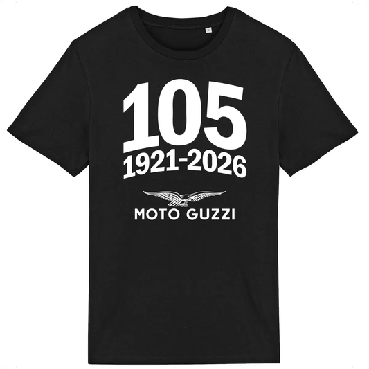 T-shirt noir manches courtes Moto Guzzi 105 Years 1921-2026