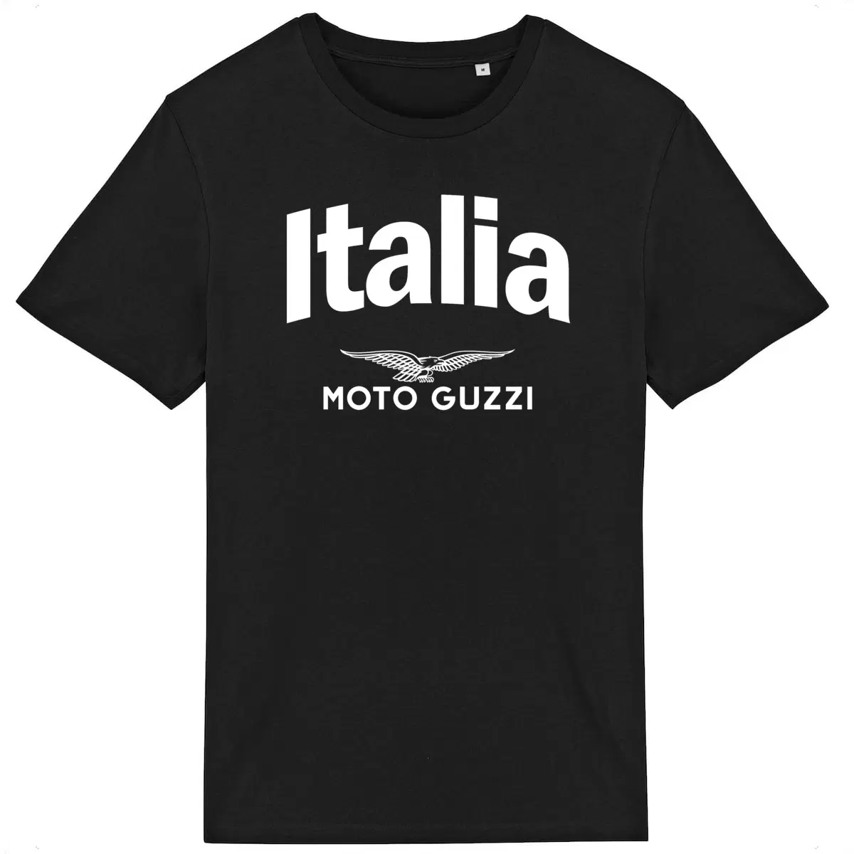 T-shirt noir manches courtes Moto Guzzi Italia