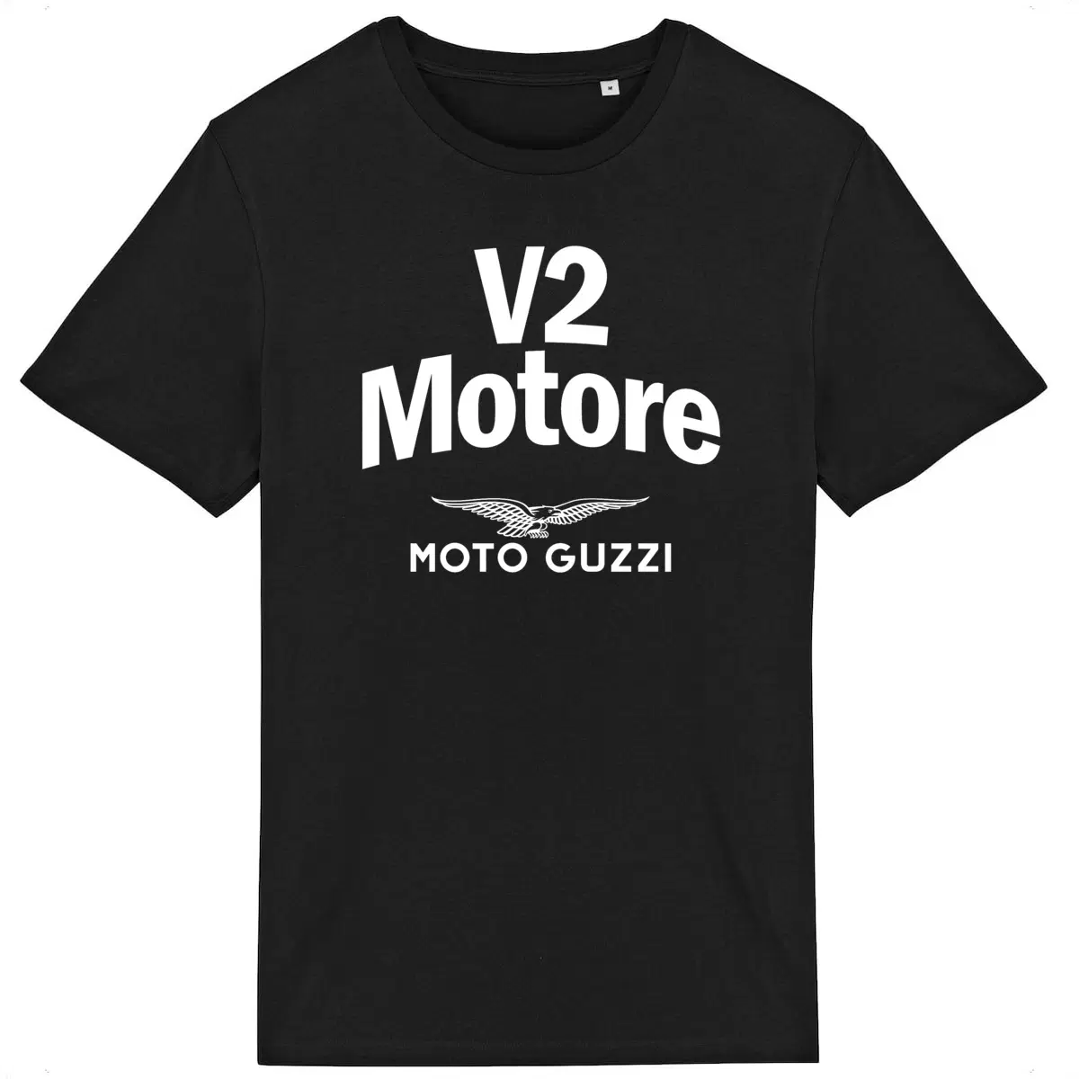 T-shirt noir manches courtes Moto Guzzi V2 Motore