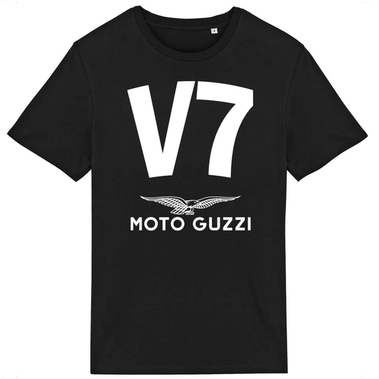 T-shirt noir manches courtes Moto Guzzi V7