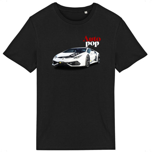 Auto Pop • T-shirt noir Lamborghini Panther Garage face et dos