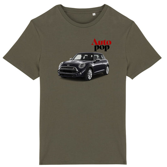 Auto Pop • T-shirt kaki Mini Cooper Panther Garage face et dos