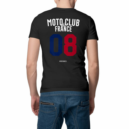 Culture Moto • T-shirt noir Moto Club de France • 08 Ardennes • face et dos