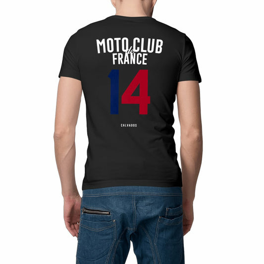 Culture Moto • T-shirt noir Moto Club de France • 14 Calvados • face et dos