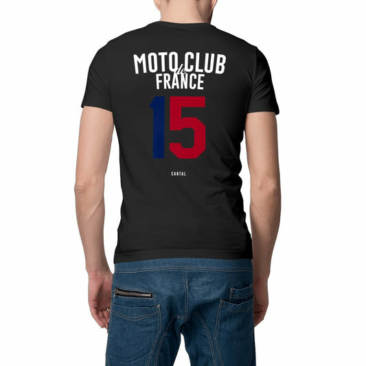 Culture Moto • T-shirt noir Moto Club de France • 15 Cantal • face et dos