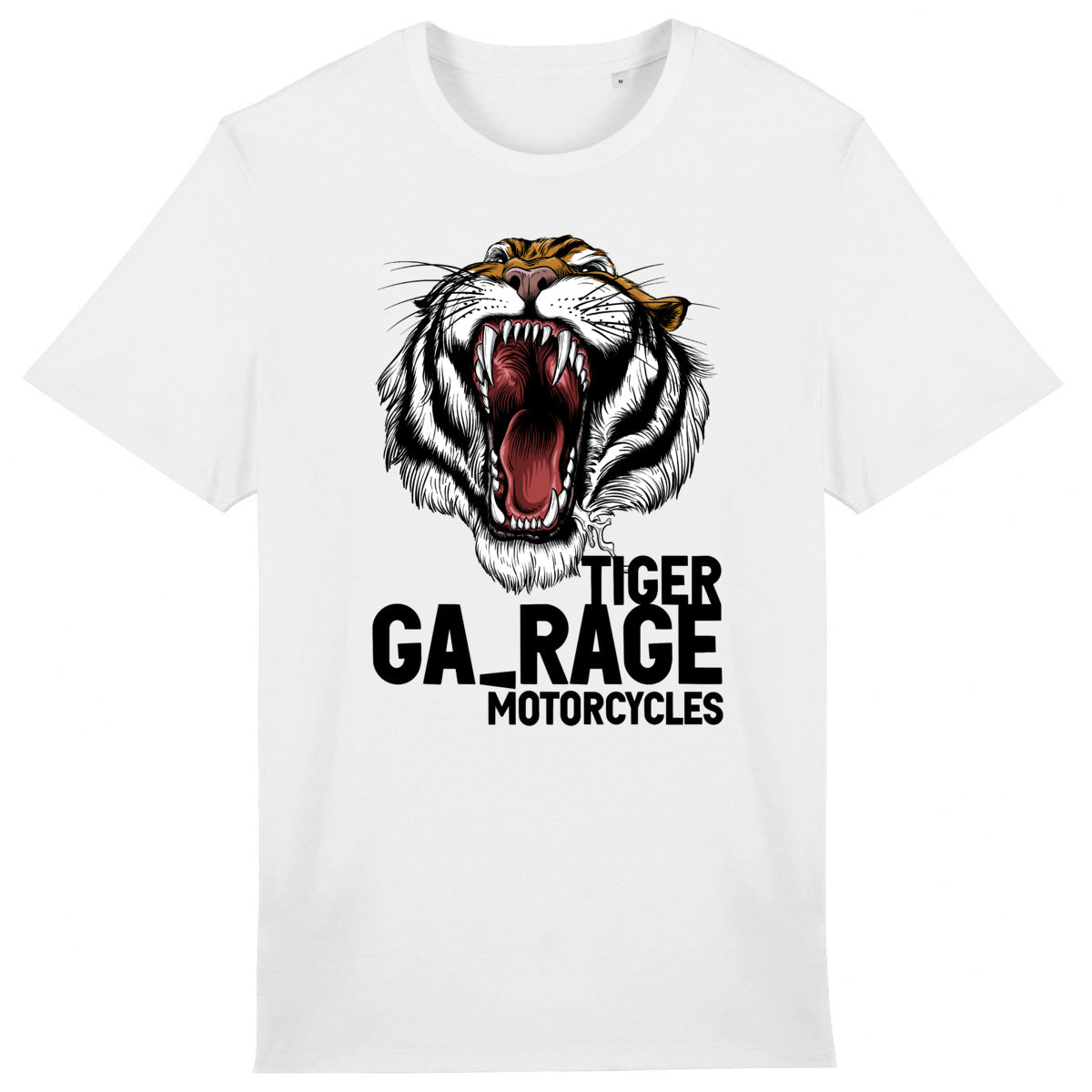 T-shirt blanc manches courtes Tiger Garage Motorcycles