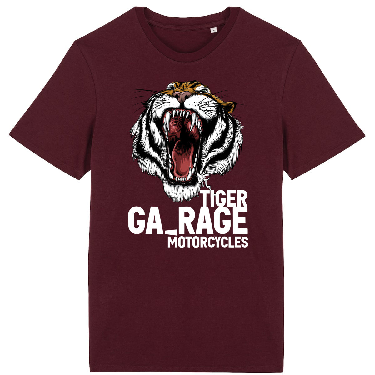 T-shirt bordeaux manches courtes Tiger Garage Motorcycles