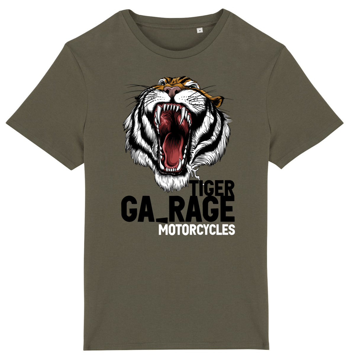 T-shirt kaki manches courtes Tiger Garage Motorcycles