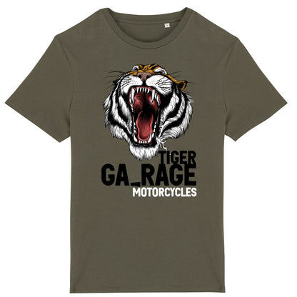 T-shirt kaki manches courtes Tiger Garage Motorcycles