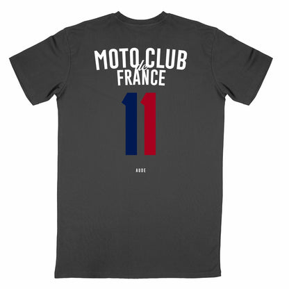 Culture Moto • T-shirt noir Moto Club de France • 11 Aude • face et dos