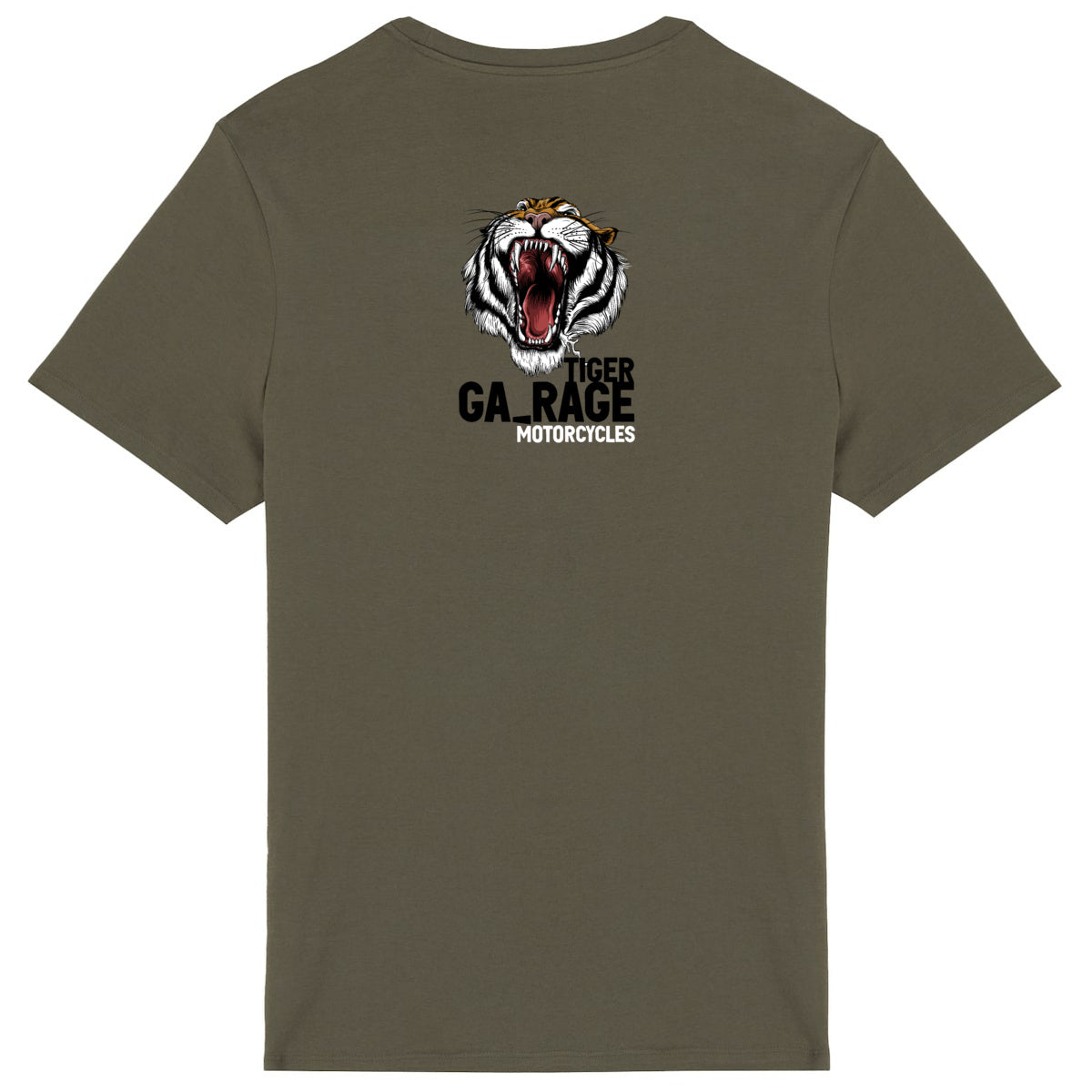 T-shirt kaki manches courtes Tiger Garage Motorcycles