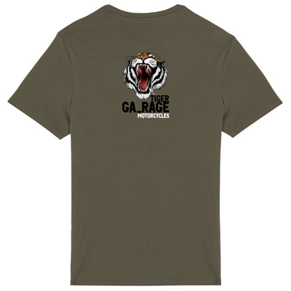 T-shirt kaki manches courtes Tiger Garage Motorcycles