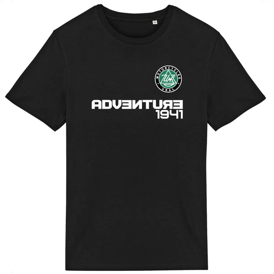 T-shirt unisexe Ural Motorcycles side-car Adventure face et dos • Vêtement coton bio • Culture Moto