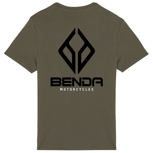 T-shirt kaki manches courtes logo Benda Motorcycles