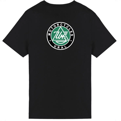 T-shirt unisexe Ural Motorcycles side-car Adventure face et dos • Vêtement coton bio • Culture Moto