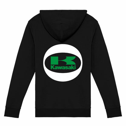 Sweat-shirt noir zippé Kawasaki