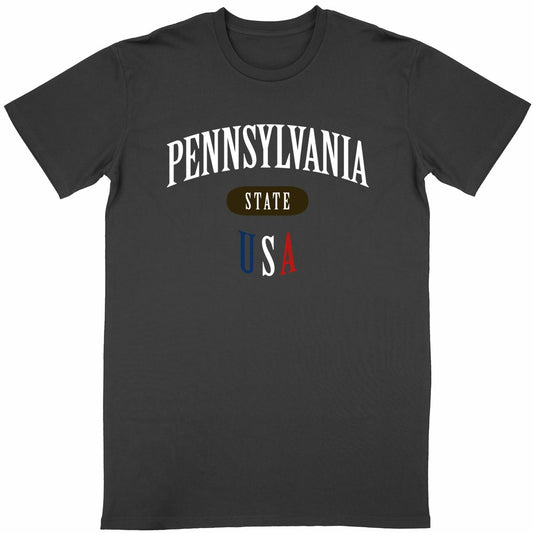T-shirt noir unisexe manches courtes U.S. 50 States