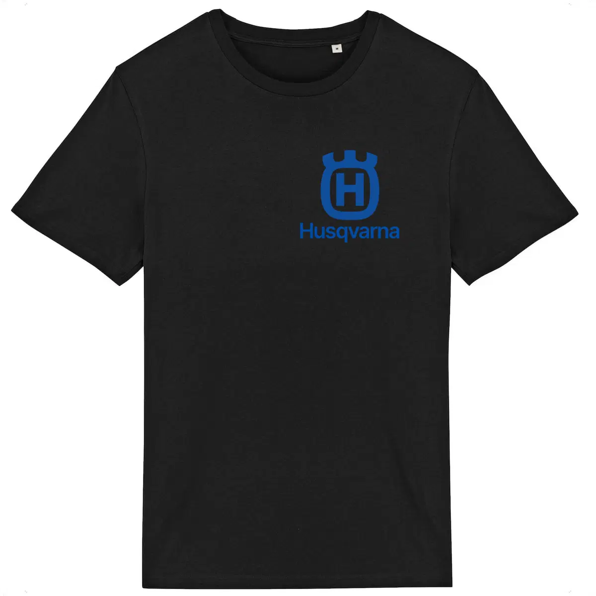 T-shirt noir manches courtes Husqvarna logo face