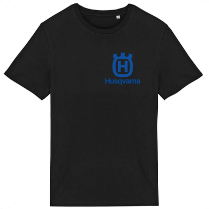 T-shirt noir manches courtes Husqvarna logo face