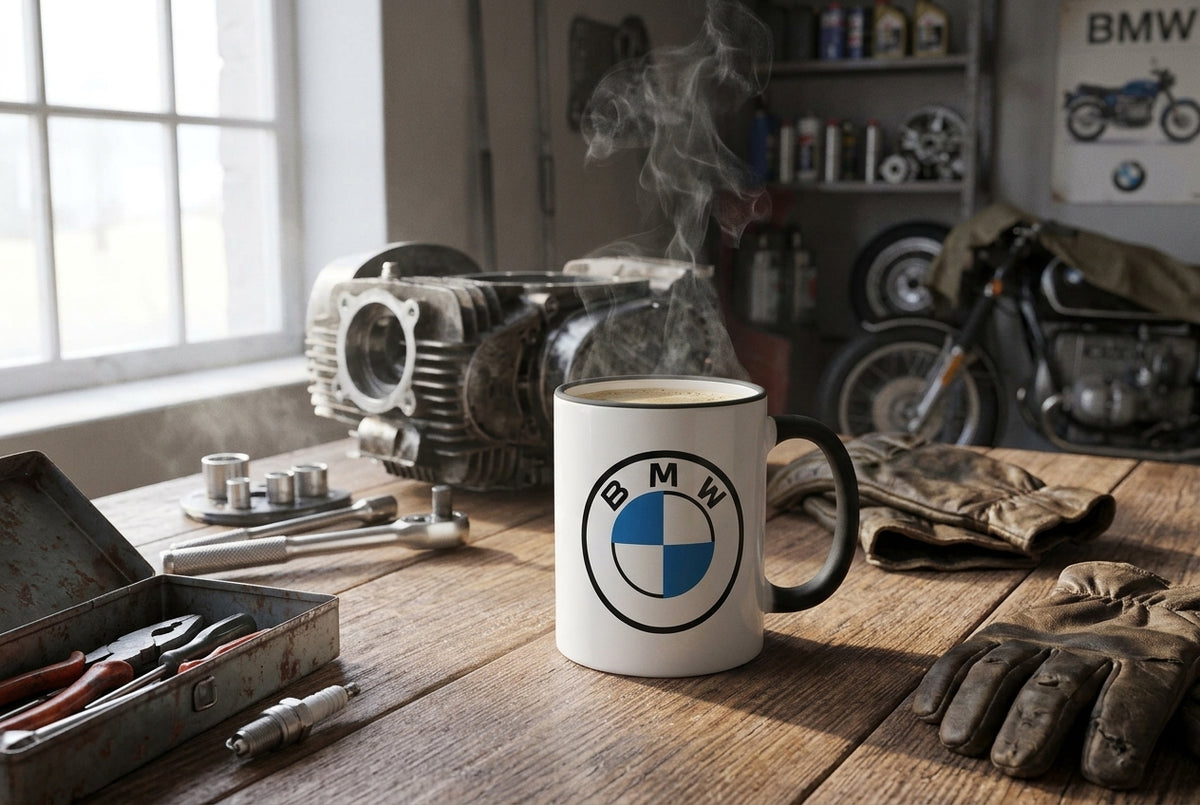 Mug blanc brillant en céramique • BMW