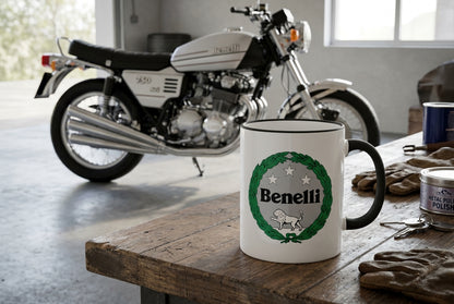 Mug blanc brillant en céramique • Benelli