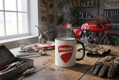 Mug blanc brillant en céramique • Ducati