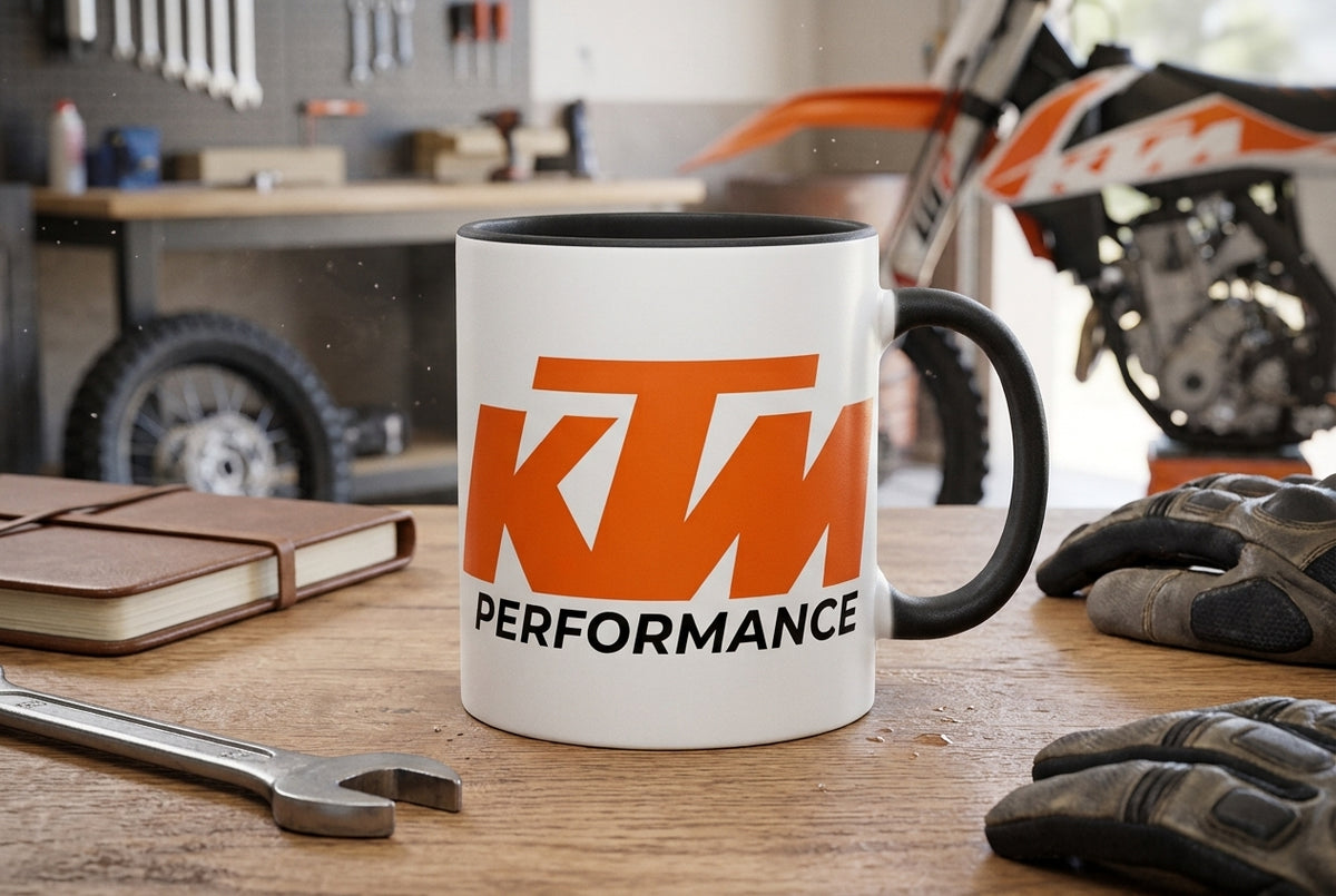 Mug blanc brillant en céramique • KTM