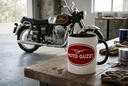 Mug blanc brillant en céramique • Moto Guzzi