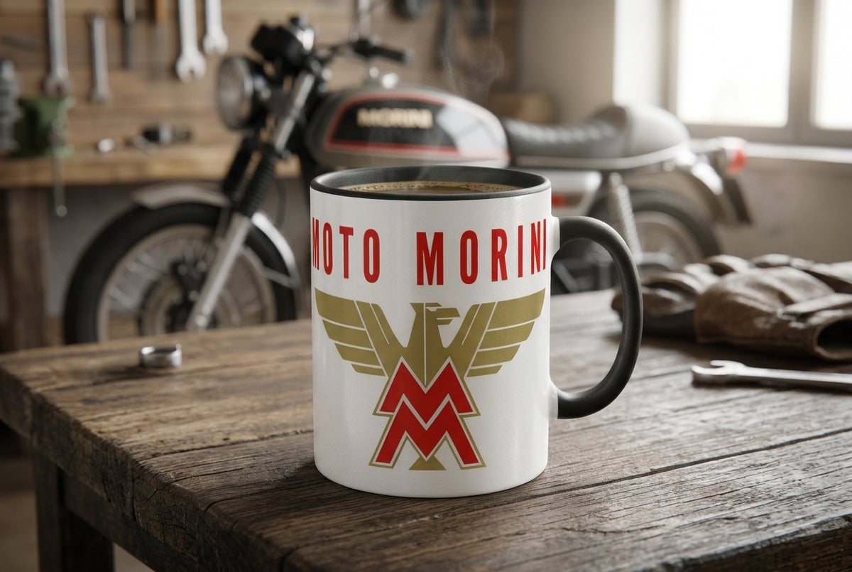 Mug blanc brillant en céramique • Moto Morini