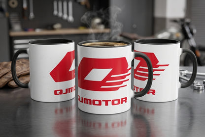Mug blanc brillant en céramique • QJ Motor