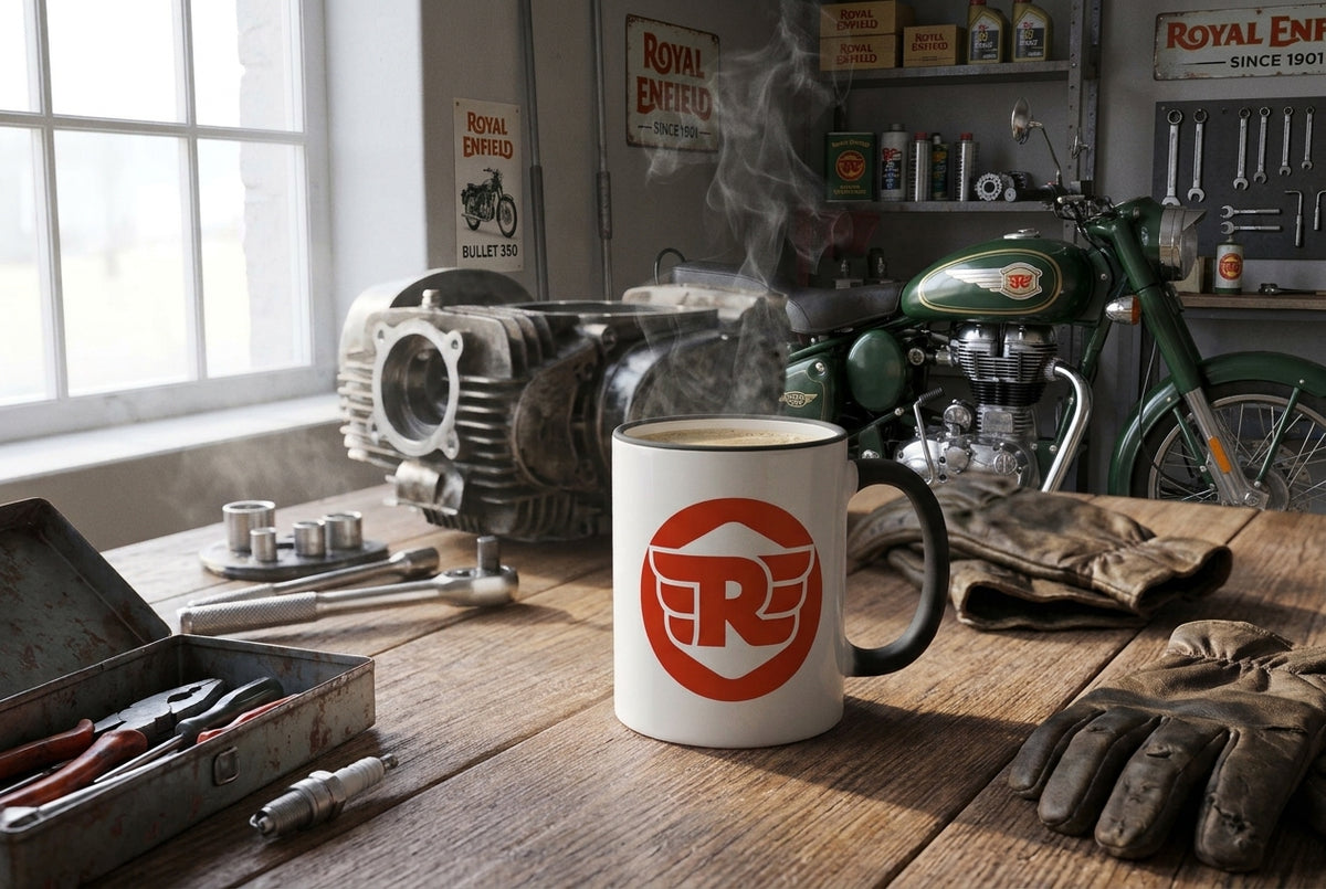 Mug blanc brillant en céramique • Royal Enfield