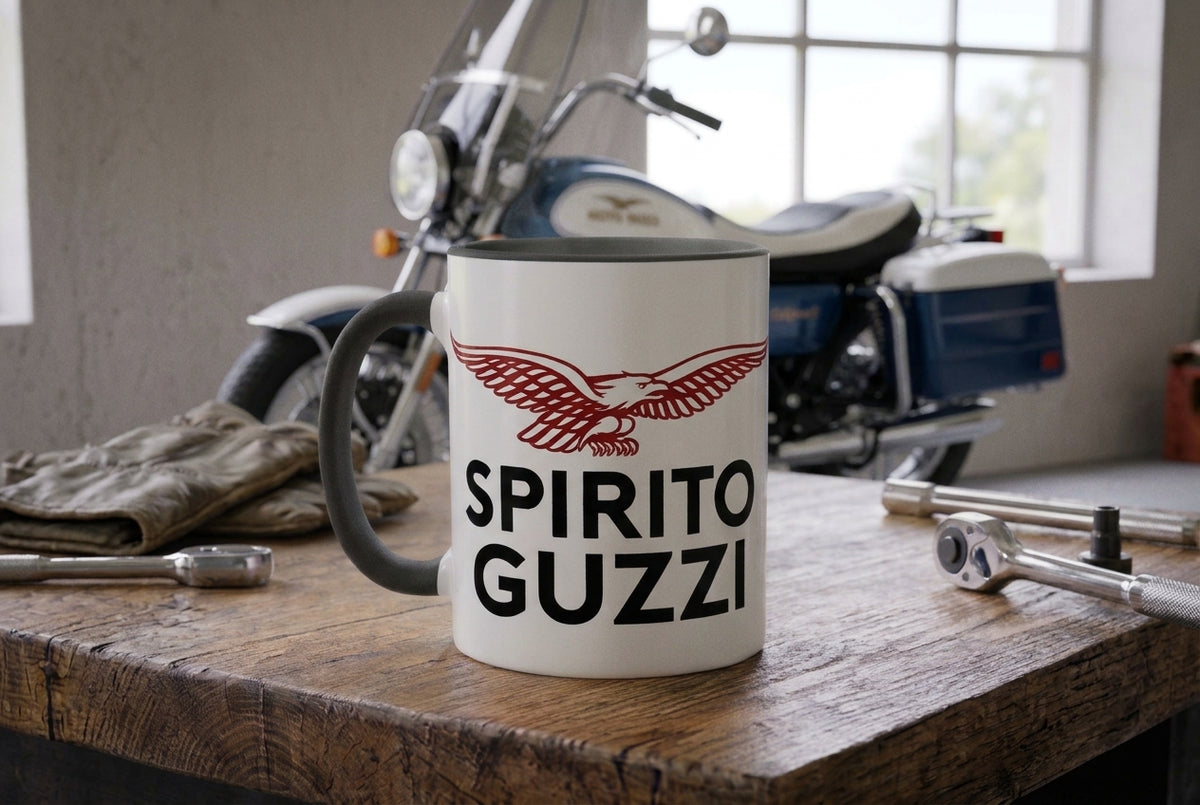 Mug blanc brillant en céramique • Spirito Guzzi