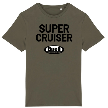T-shirt unisexe Buell Motorcycles Super Cruiser face et dos • Vêtement coton bio • Culture Moto