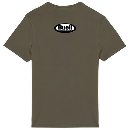 T-shirt unisexe Buell Motorcycles Super Cruiser face et dos • Vêtement coton bio • Culture Moto