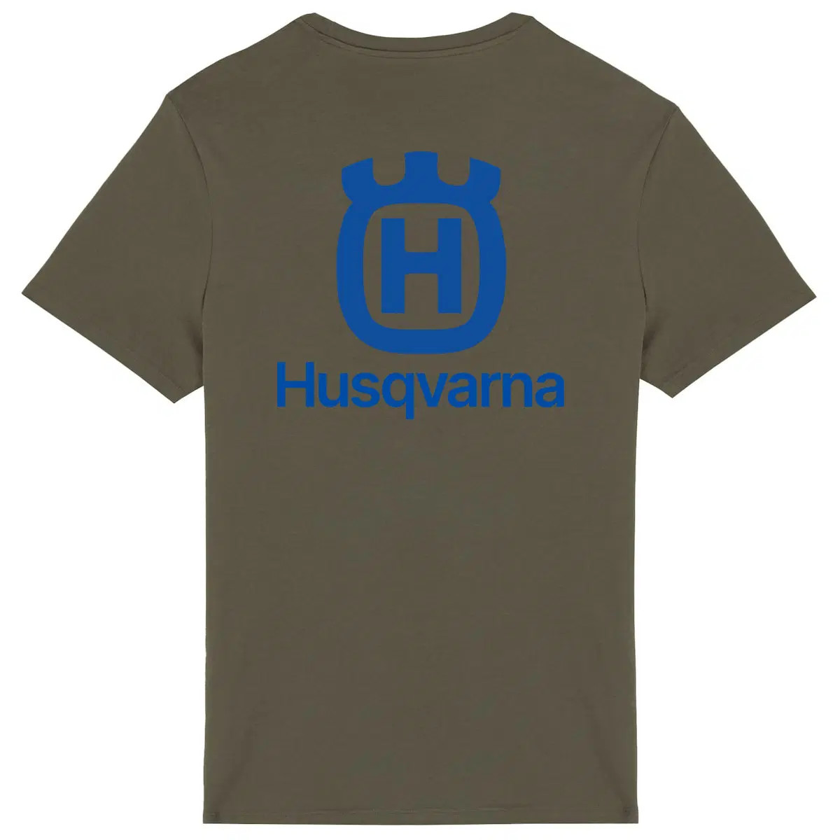 T-shirt kaki manches courtes Husqvarna logo dos