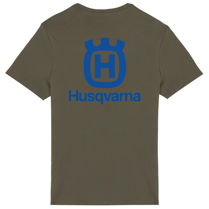 T-shirt kaki manches courtes Husqvarna logo dos