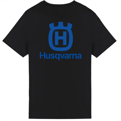 T-shirt noir manches courtes Husqvarna logo dos