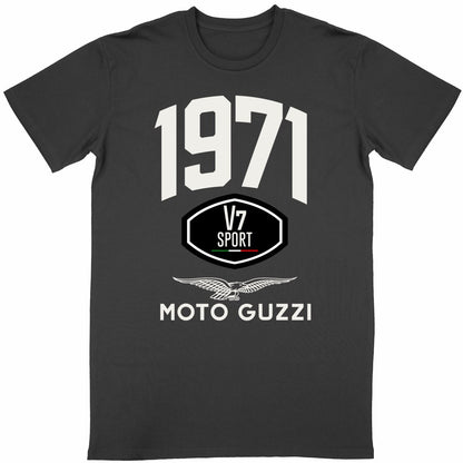 T-shirt noir manches courtes Moto Guzzi V7 Sport