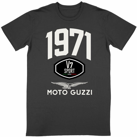 T-shirt noir manches courtes Moto Guzzi V7 Sport
