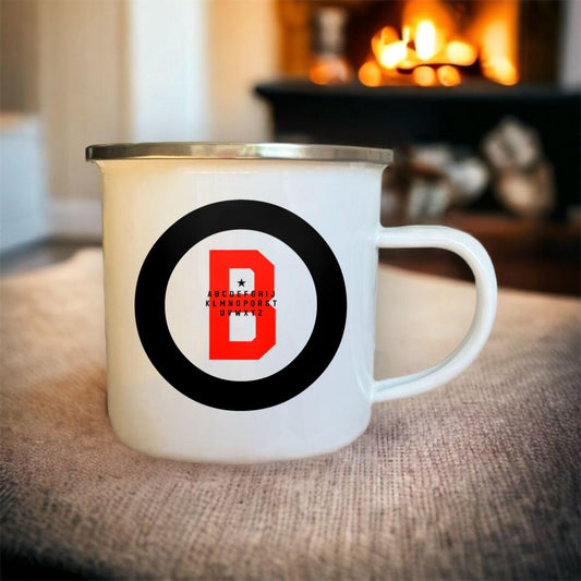 Mug blanc acier émaillé Lettre B
