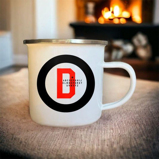 Mug blanc acier émaillé Lettre D