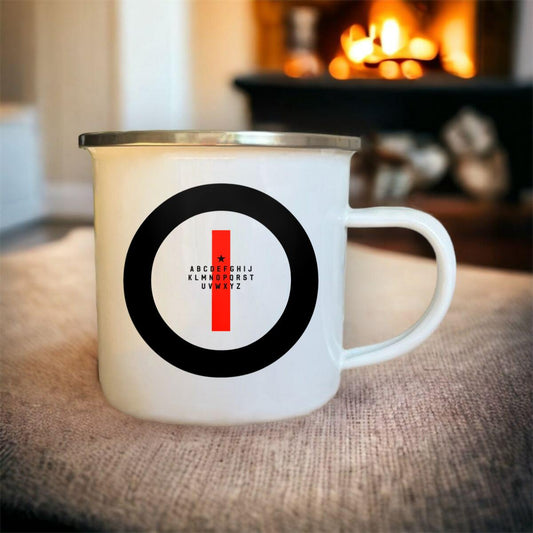 Mug blanc acier émaillé Lettre I