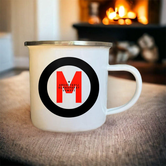 Mug blanc acier émaillé Lettre M