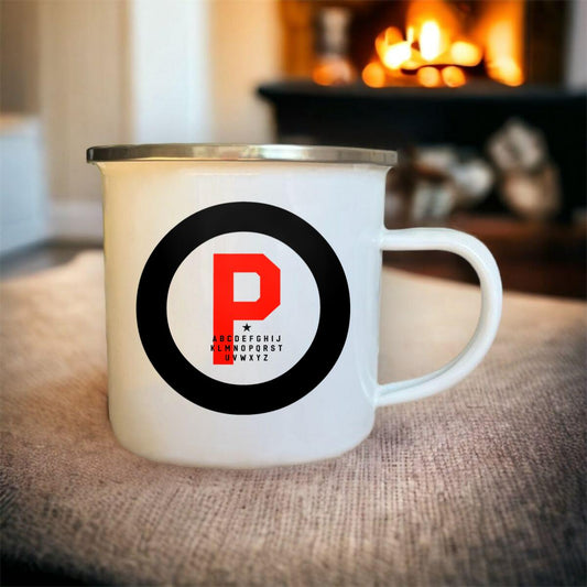 Mug blanc acier émaillé Lettre P