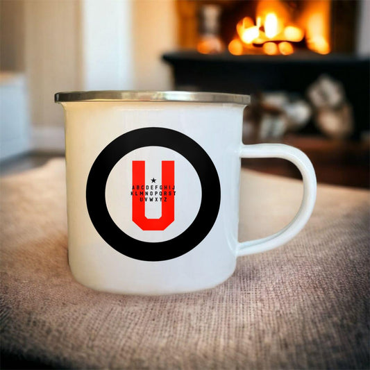Mug blanc acier émaillé Lettre U