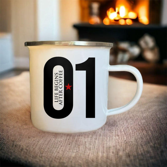 Mug émaillé 01 Life begins after coffee