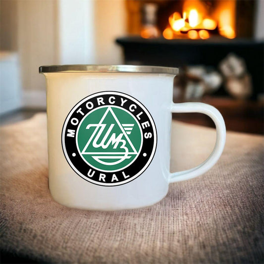 Mug blanc acier émaillé Ural Motorcycles