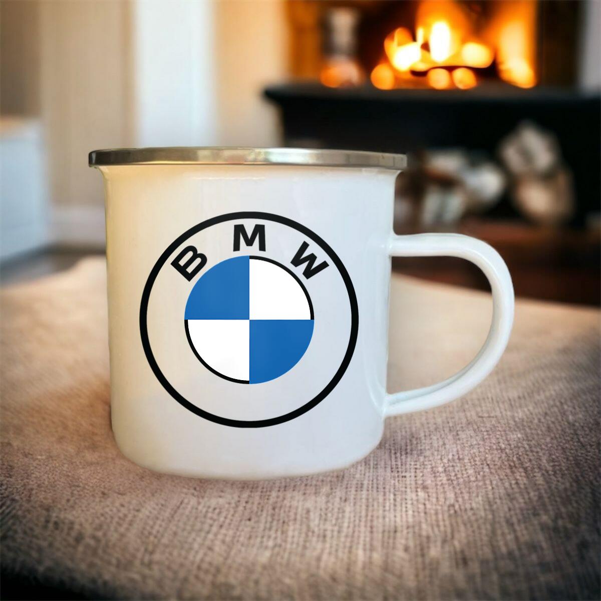 Mug blanc acier émaillé BMW