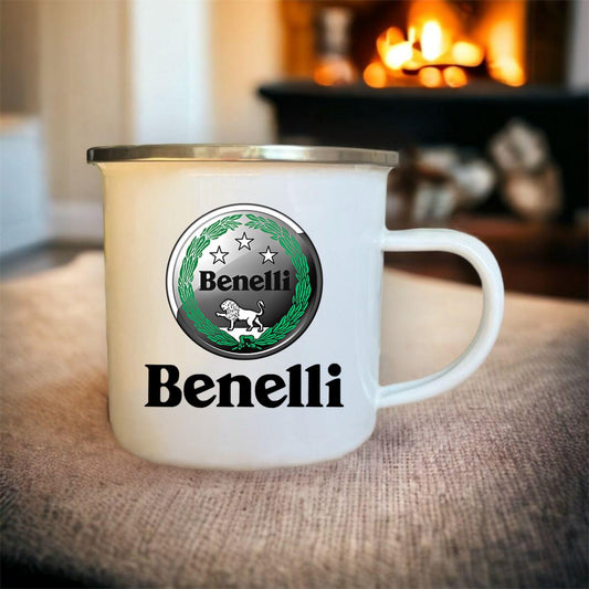 Mug blanc acier émaillé Benelli